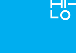 Hi-Lo logo on a blue field
